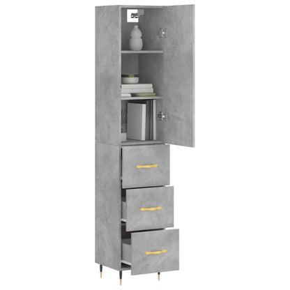 Hoge Kast 34,5X34X180 Cm Bewerkt Hout Betongrijs