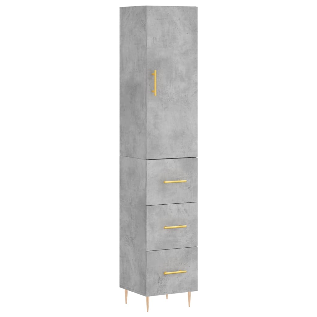 Hoge Kast 34,5X34X180 Cm Bewerkt Hout Betongrijs