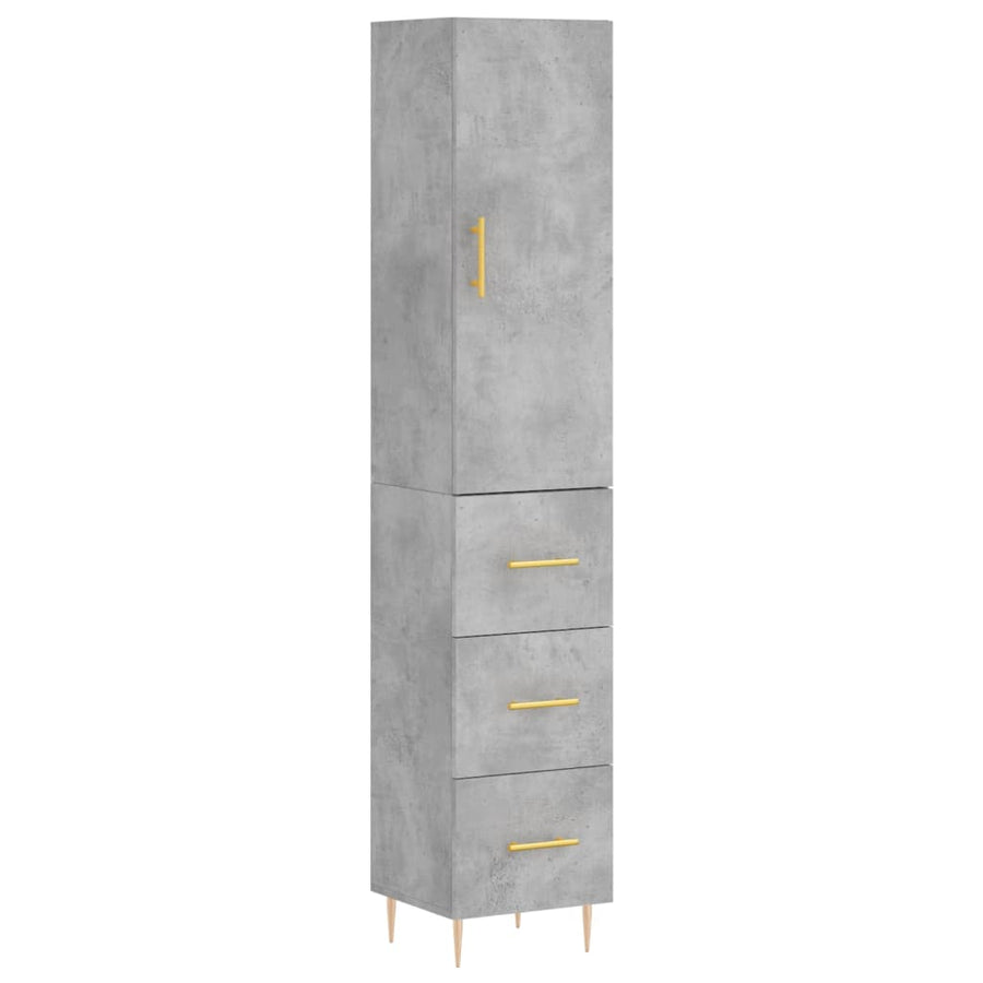 Hoge Kast 34,5X34X180 Cm Bewerkt Hout Betongrijs