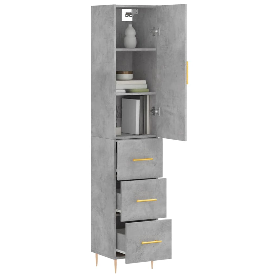 Hoge Kast 34,5X34X180 Cm Bewerkt Hout Betongrijs