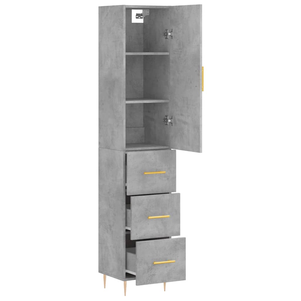 Hoge Kast 34,5X34X180 Cm Bewerkt Hout Betongrijs