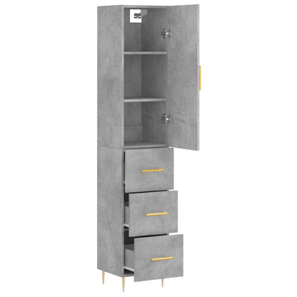 Hoge Kast 34,5X34X180 Cm Bewerkt Hout Betongrijs