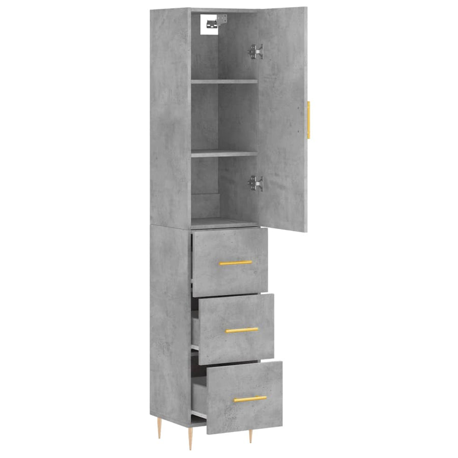 Hoge Kast 34,5X34X180 Cm Bewerkt Hout Betongrijs