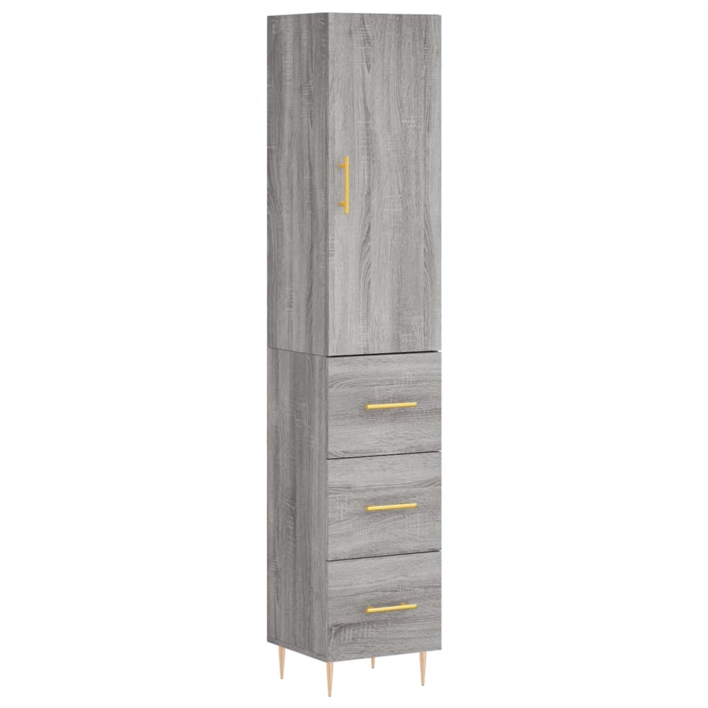 Hoge Kast 34,5X34X180 Cm Bewerkt Hout Grijs Sonoma Eikenkleurig