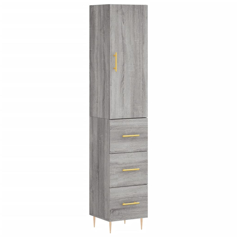 Hoge Kast 34,5X34X180 Cm Bewerkt Hout Grijs Sonoma Eikenkleurig