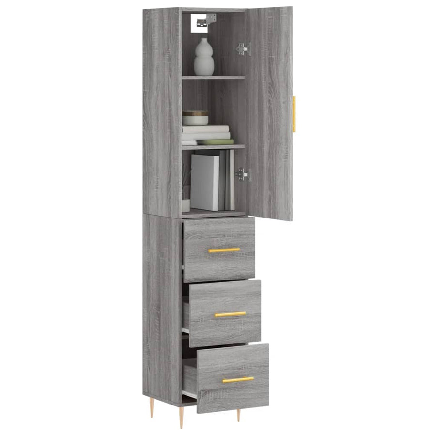 Hoge Kast 34,5X34X180 Cm Bewerkt Hout Grijs Sonoma Eikenkleurig