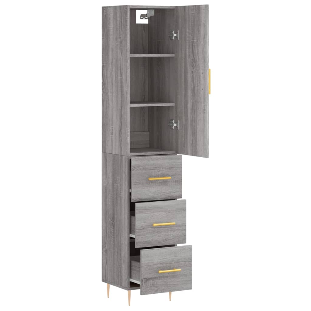 Hoge Kast 34,5X34X180 Cm Bewerkt Hout Grijs Sonoma Eikenkleurig