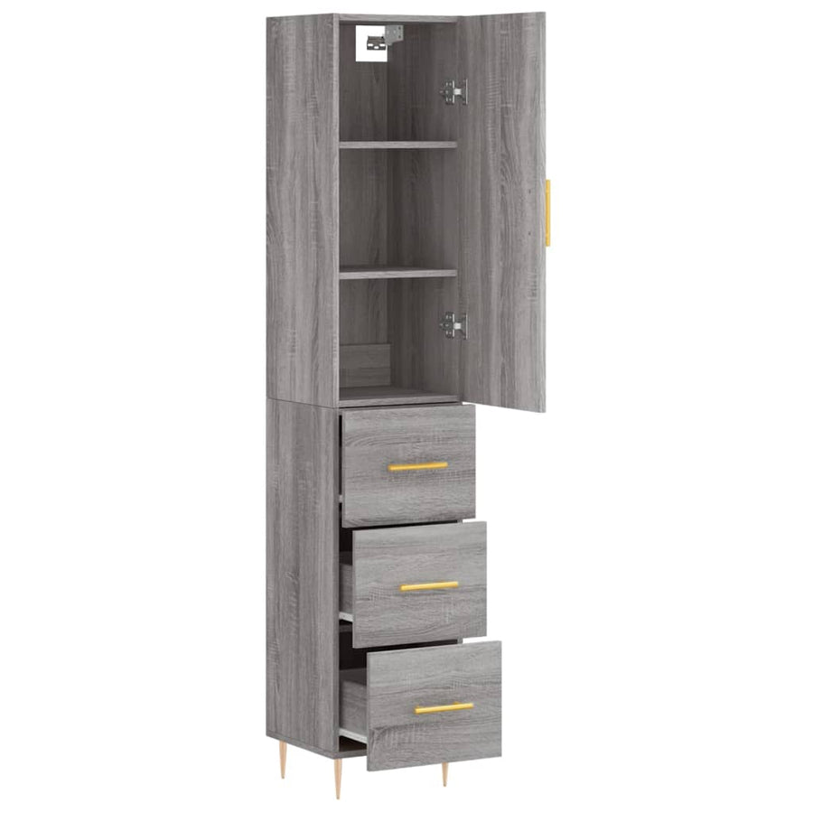 Hoge Kast 34,5X34X180 Cm Bewerkt Hout Grijs Sonoma Eikenkleurig