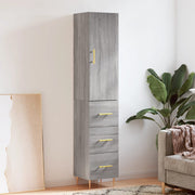 Hoge kast 34,5x34x180 cm grijs sonoma eiken bewerkt hout
