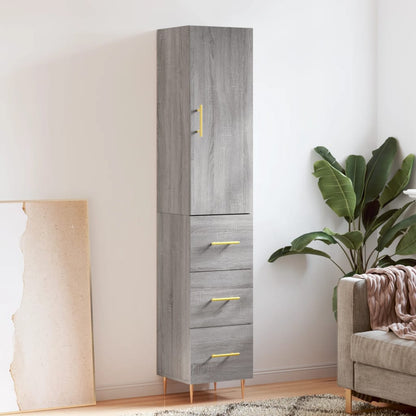 Hoge Kast 34,5X34X180 Cm Bewerkt Hout Grijs Sonoma Eikenkleurig