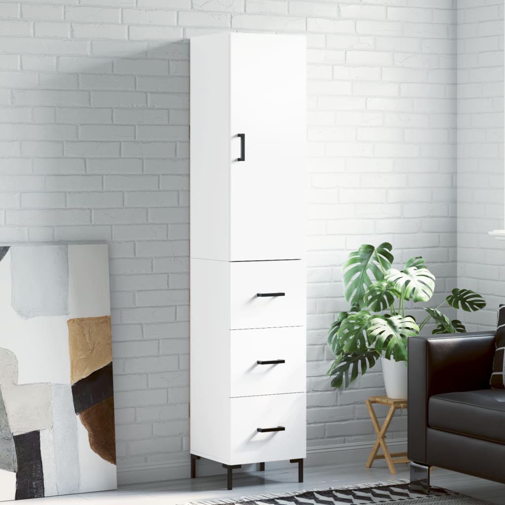Hoge Kast 34,5X34X180 Cm Bewerkt Hout Wit