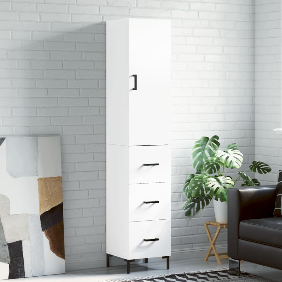 Hoge Kast 34,5X34X180 Cm Bewerkt Hout Wit