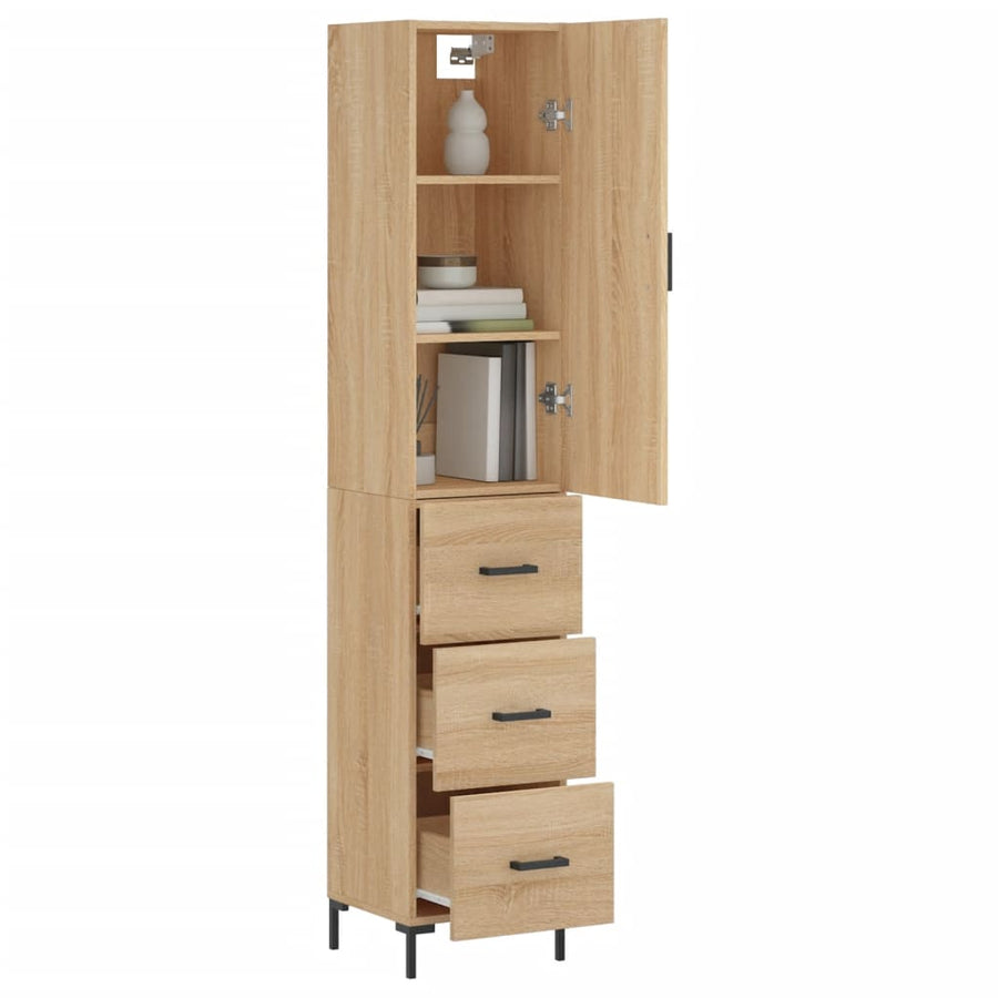 Hoge Kast 34,5X34X180 Cm Bewerkt Hout Sonoma Eikenkleurig