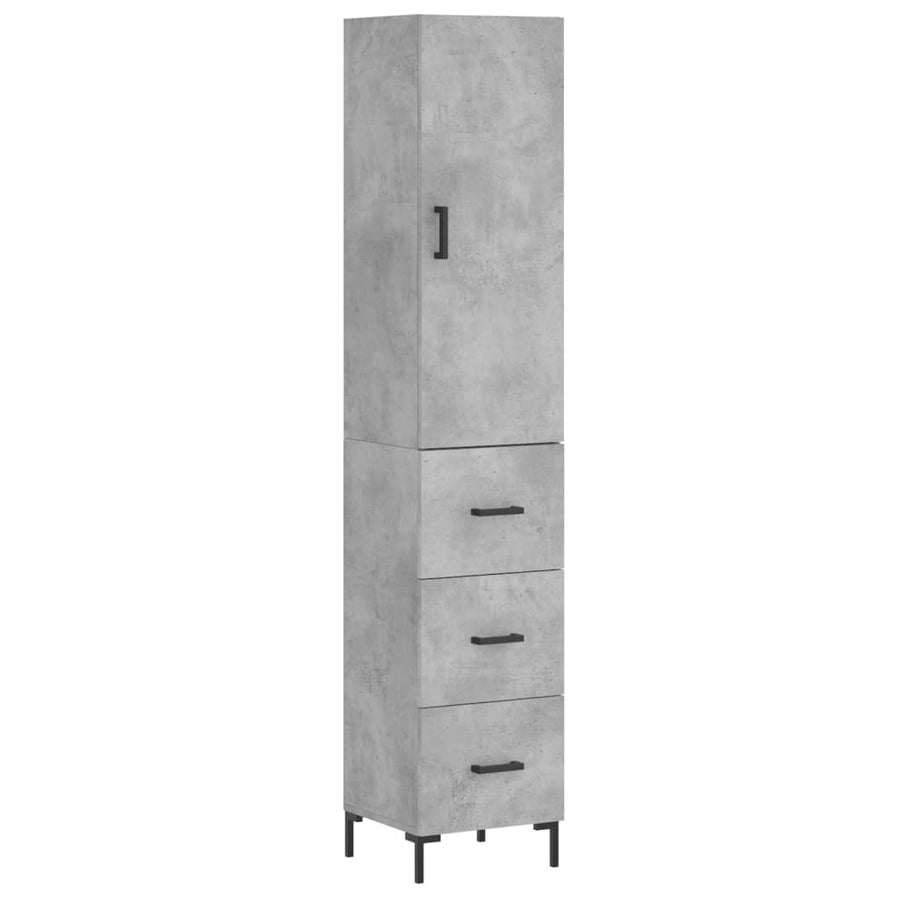 Hoge Kast 34,5X34X180 Cm Bewerkt Hout Betongrijs