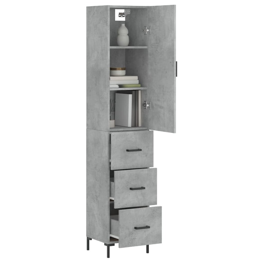 Hoge Kast 34,5X34X180 Cm Bewerkt Hout Betongrijs