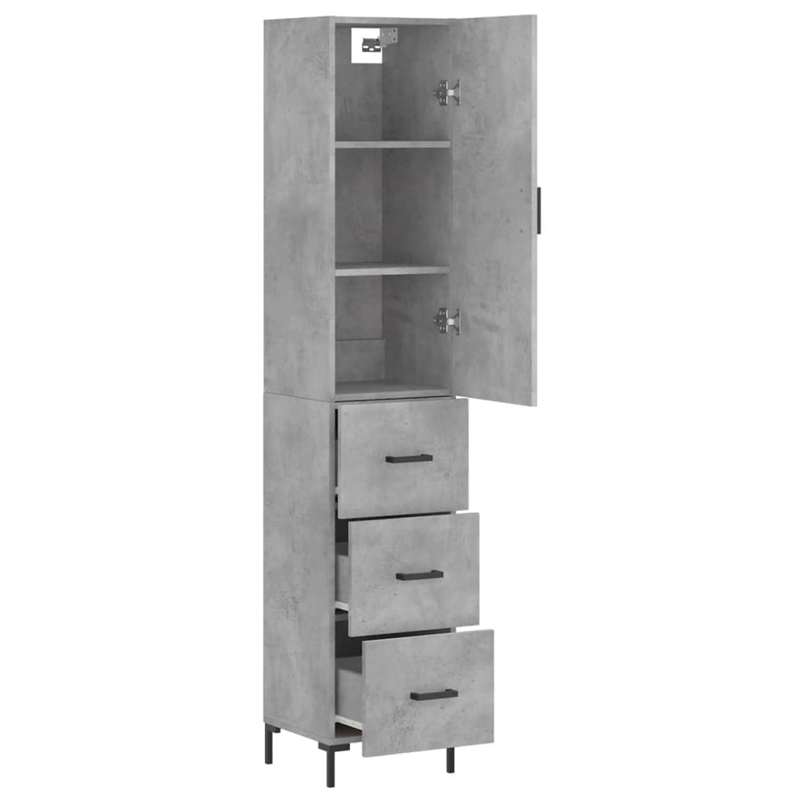 Hoge Kast 34,5X34X180 Cm Bewerkt Hout Betongrijs