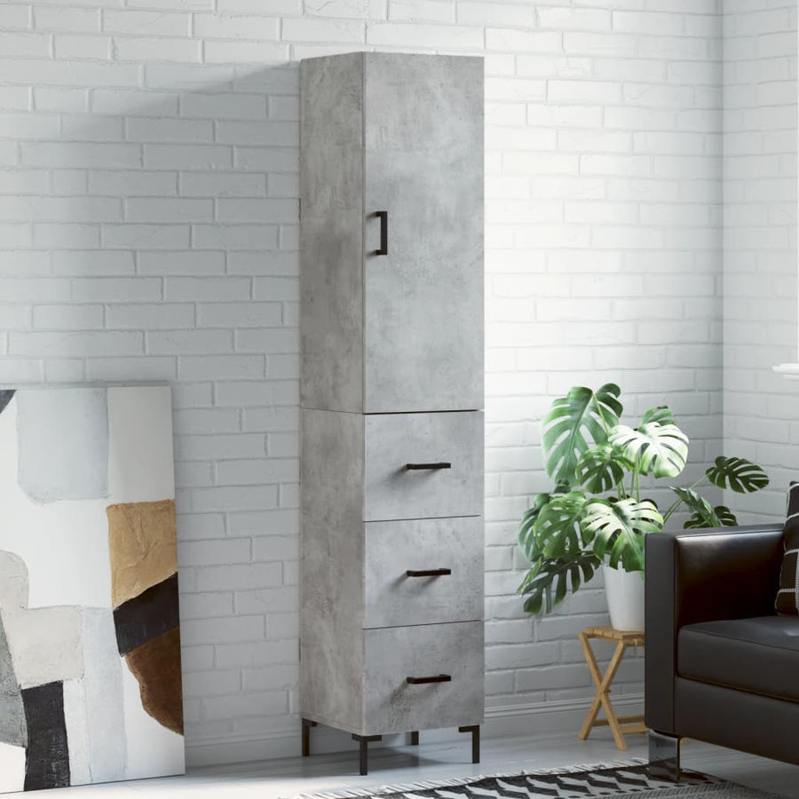 Hoge Kast 34,5X34X180 Cm Bewerkt Hout Betongrijs