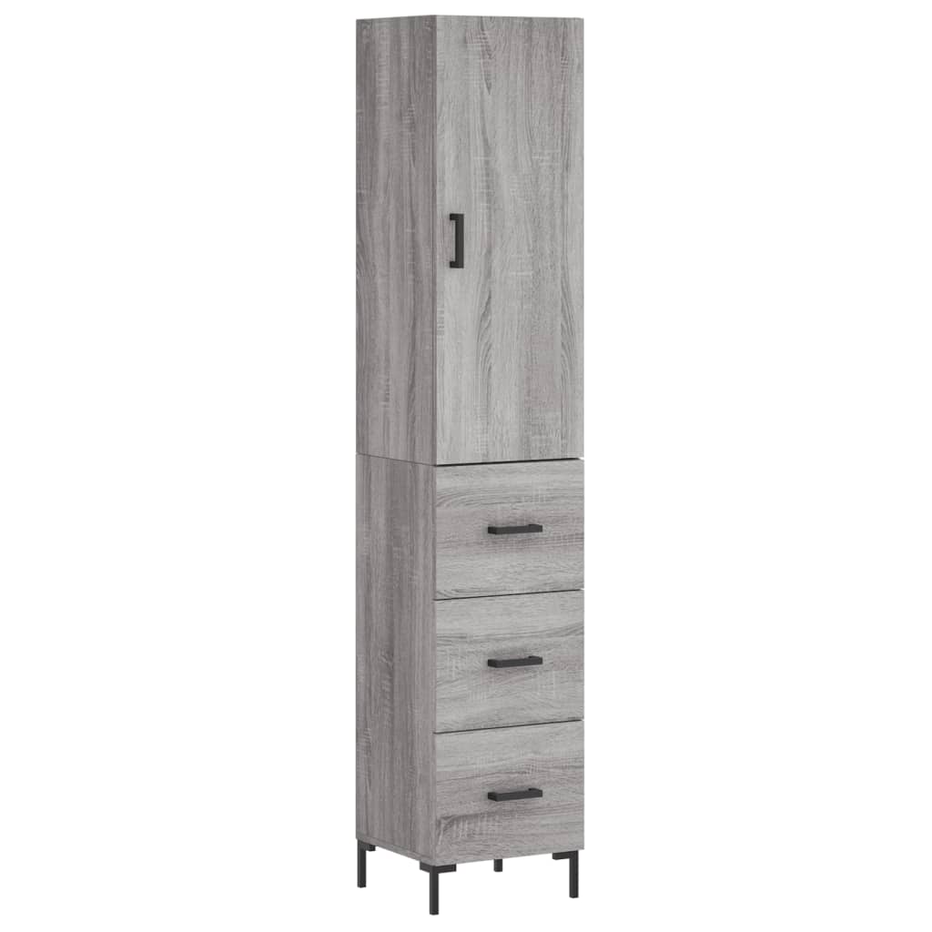 Hoge Kast 34,5X34X180 Cm Bewerkt Hout Grijs Sonoma Eikenkleurig