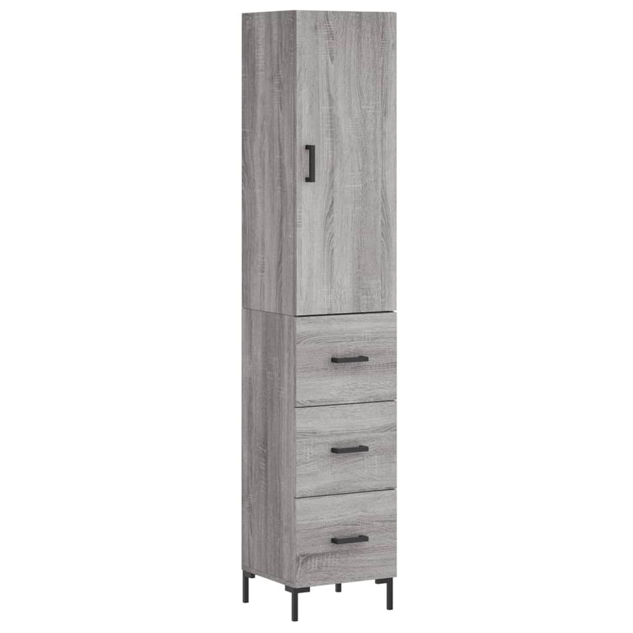 Hoge Kast 34,5X34X180 Cm Bewerkt Hout Grijs Sonoma Eikenkleurig