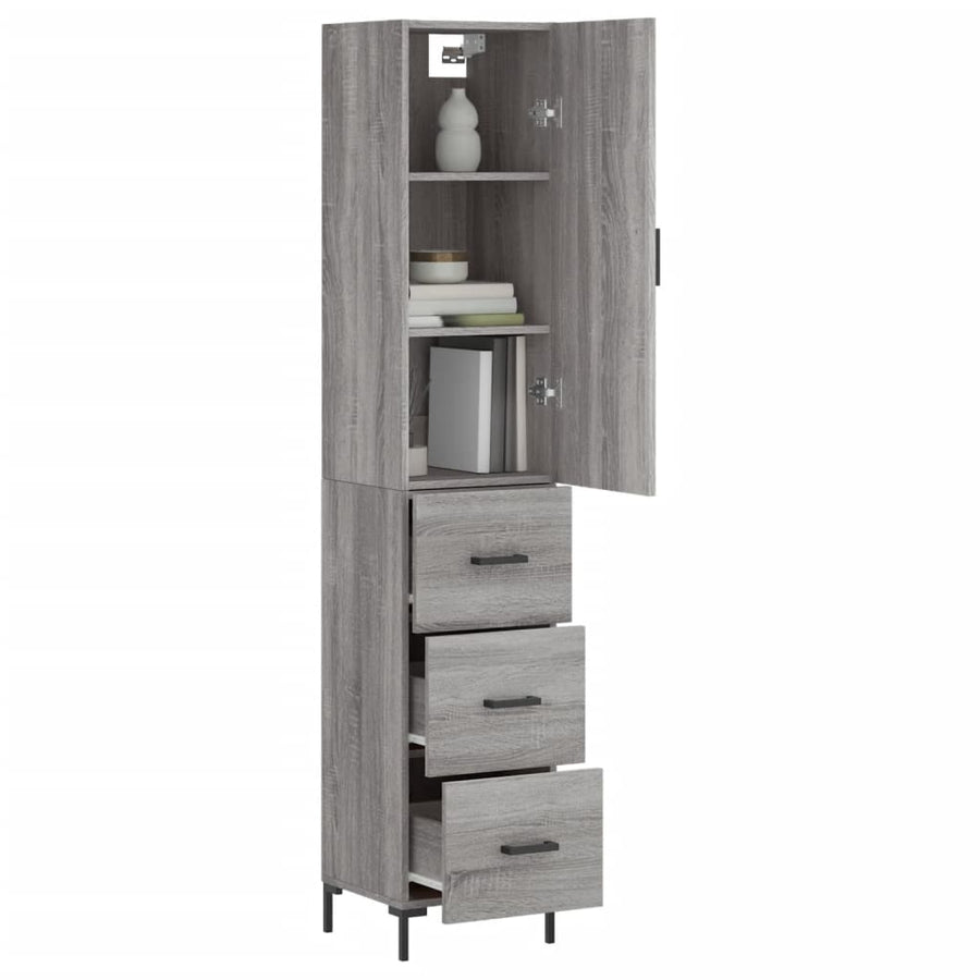 Hoge Kast 34,5X34X180 Cm Bewerkt Hout Grijs Sonoma Eikenkleurig