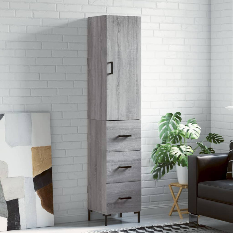 Hoge Kast 34,5X34X180 Cm Bewerkt Hout Grijs Sonoma Eikenkleurig