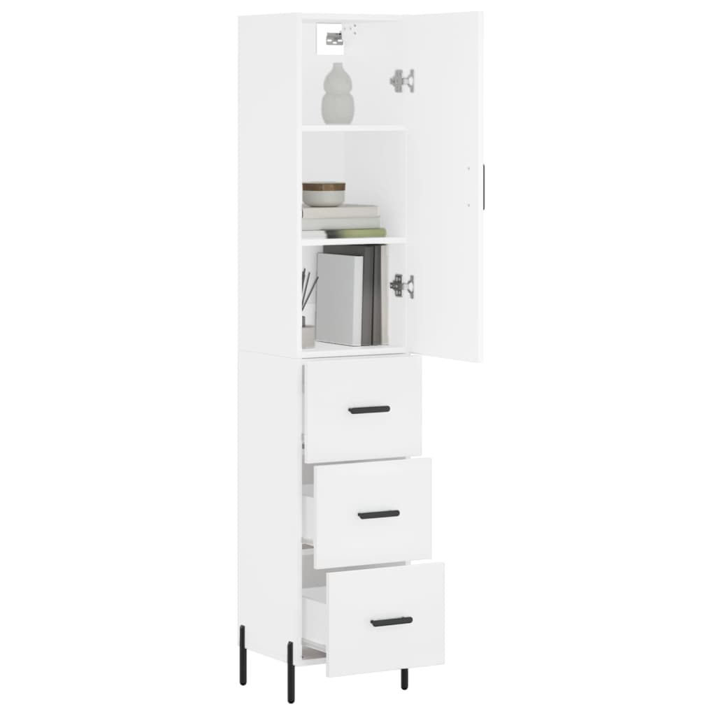 Hoge Kast 34,5X34X180 Cm Bewerkt Hout Wit