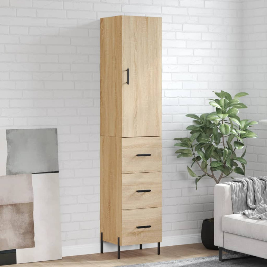 Hoge Kast 34,5X34X180 Cm Bewerkt Hout Kleurig Sonoma eiken