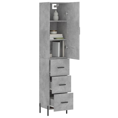 Hoge kast 34,5x34x180 cm bewerkt hout betongrijs