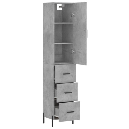 Hoge kast 34,5x34x180 cm bewerkt hout betongrijs