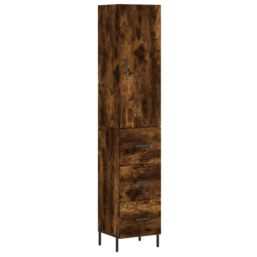 Hoge Kast 34,5X34X180 Cm Bewerkt Hout Gerookt Eikenkleurig