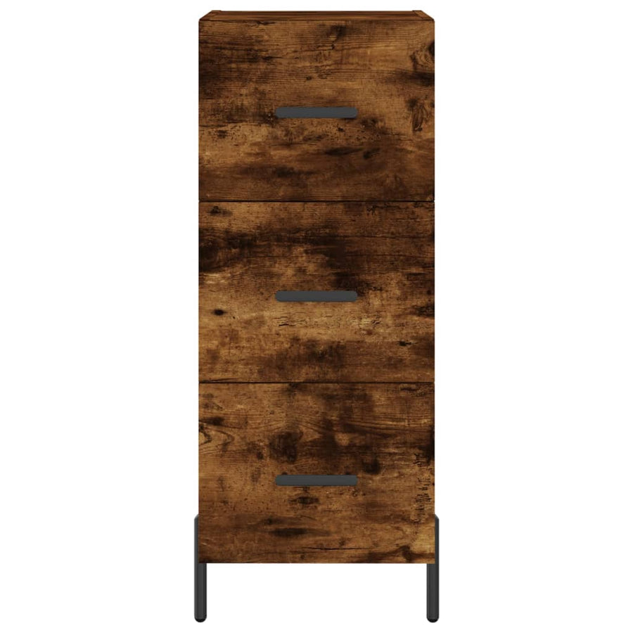Hoge Kast 34,5X34X180 Cm Bewerkt Hout Gerookt Eikenkleurig