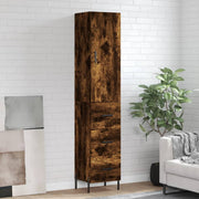 Hoge kast 34,5x34x180 cm bewerkt hout gerookt eiken