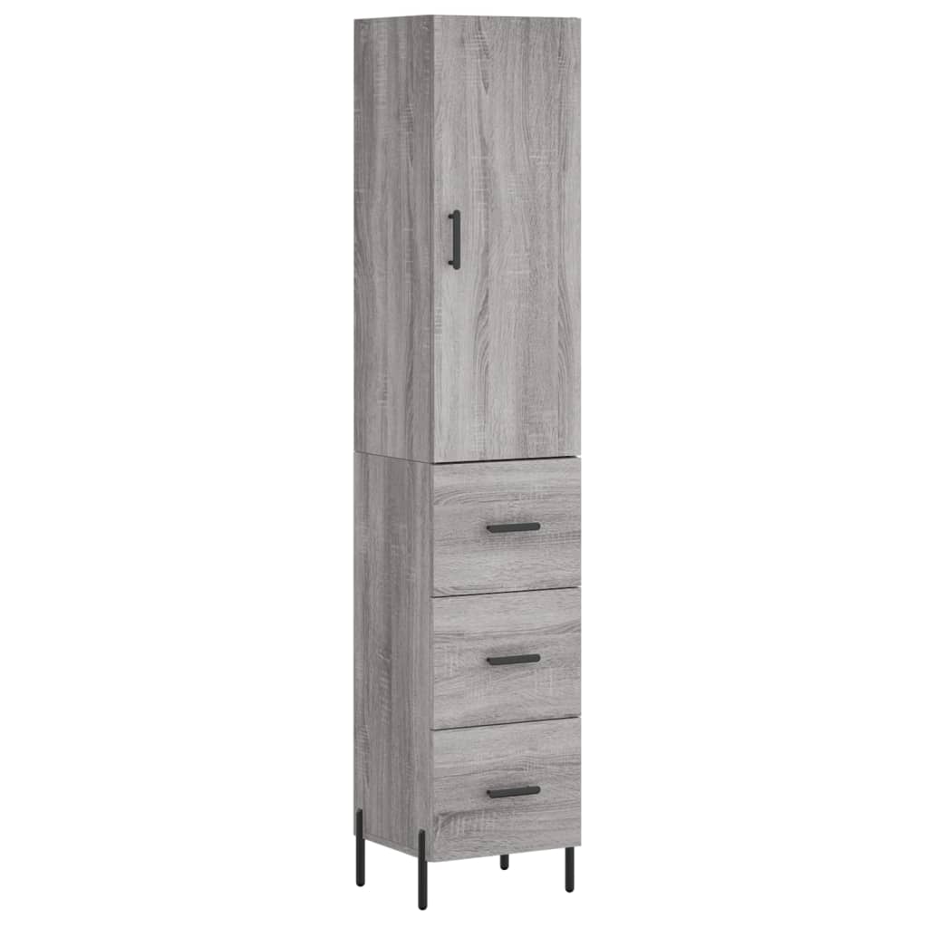 Hoge Kast 34,5X34X180 Cm Bewerkt Hout Grijs Sonoma Eikenkleurig