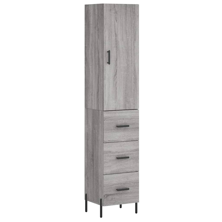 Hoge Kast 34,5X34X180 Cm Bewerkt Hout Grijs Sonoma Eikenkleurig