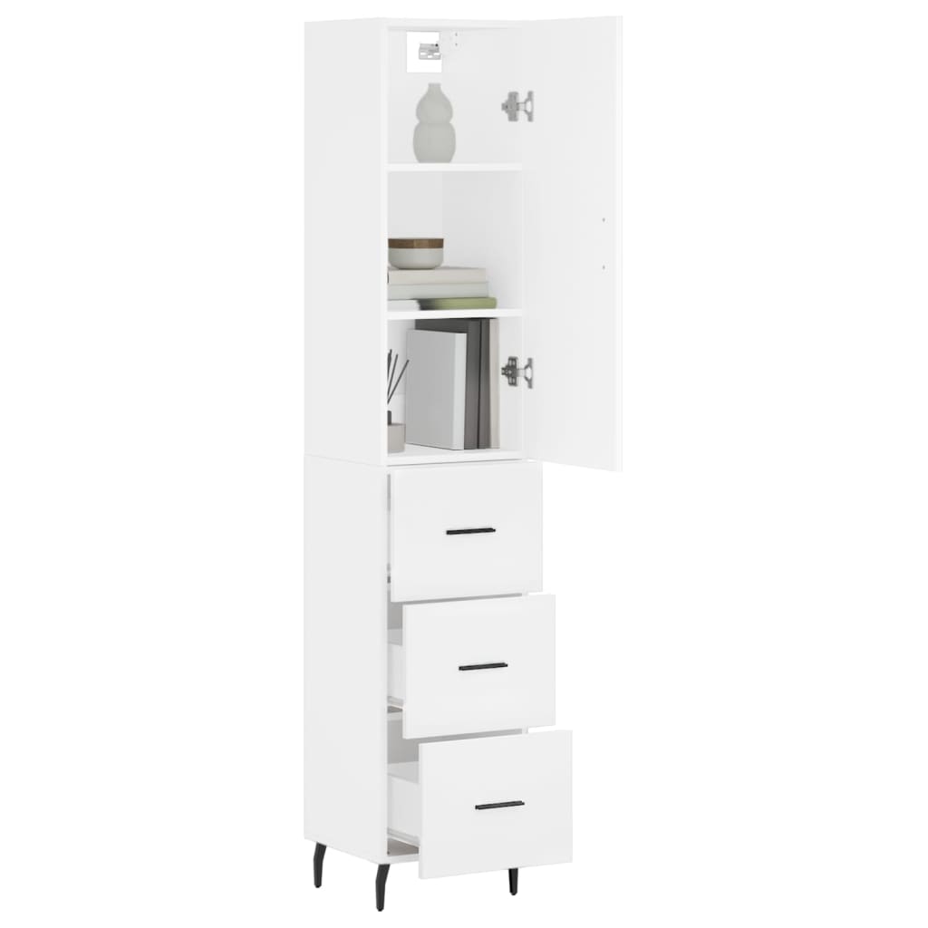 Hoge Kast 34,5X34X180 Cm Bewerkt Hout Wit