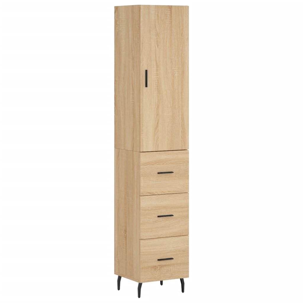 Hoge kast 34,5x34x180 cm bewerkt hout sonoma eikenkleurig