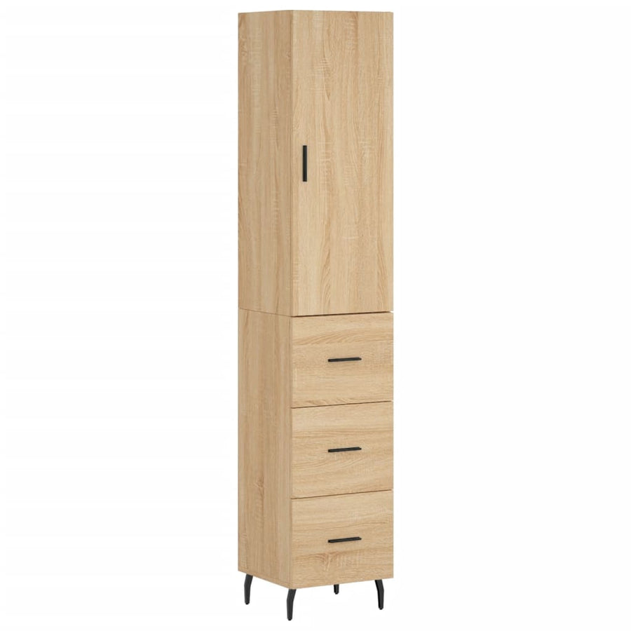 Hoge kast 34,5x34x180 cm bewerkt hout sonoma eikenkleurig