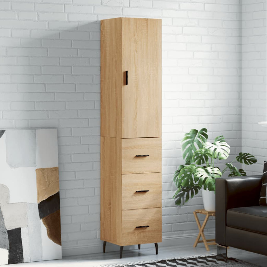 Hoge kast 34,5x34x180 cm bewerkt hout sonoma eikenkleurig