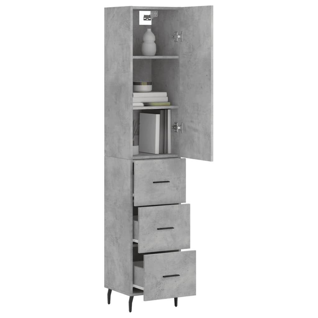 Hoge Kast 34,5X34X180 Cm Bewerkt Hout Betongrijs