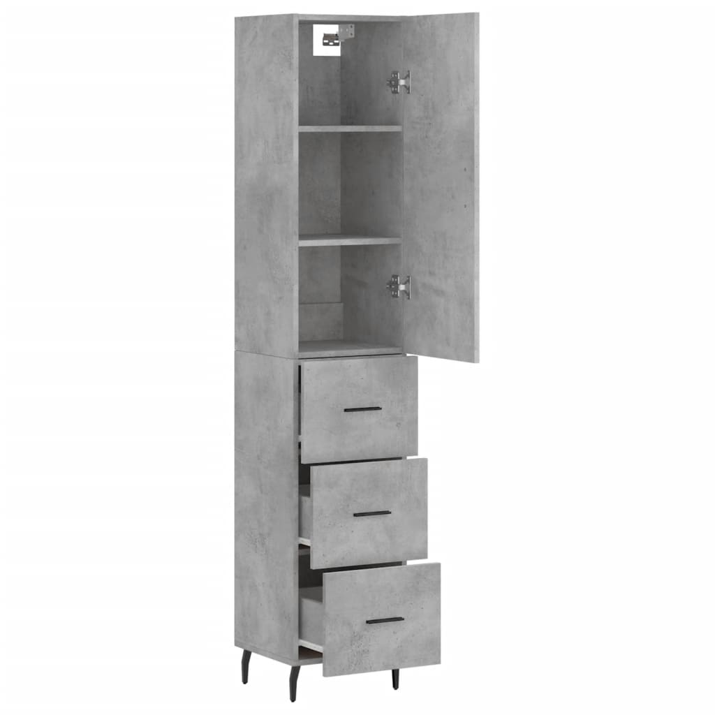 Hoge Kast 34,5X34X180 Cm Bewerkt Hout Betongrijs
