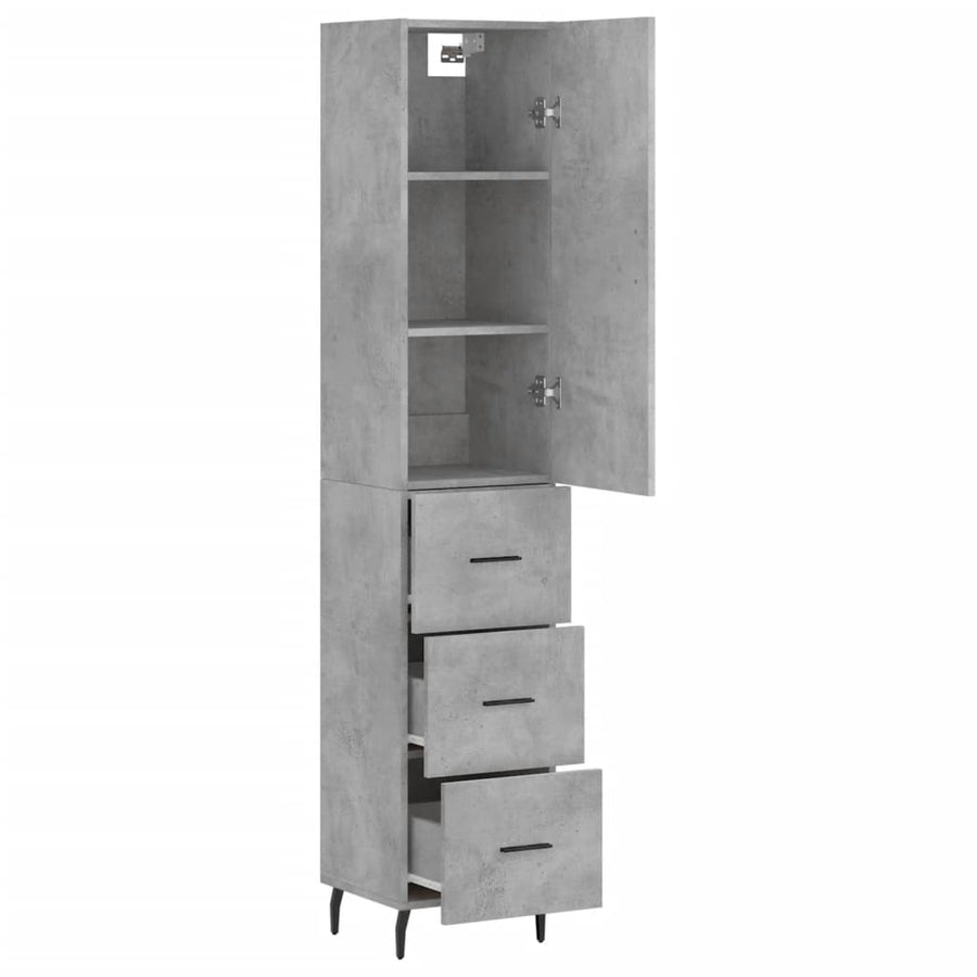 Hoge Kast 34,5X34X180 Cm Bewerkt Hout Betongrijs