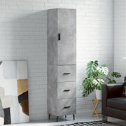 Hoge kast 34,5x34x180 cm bewerkt hout betongrijs