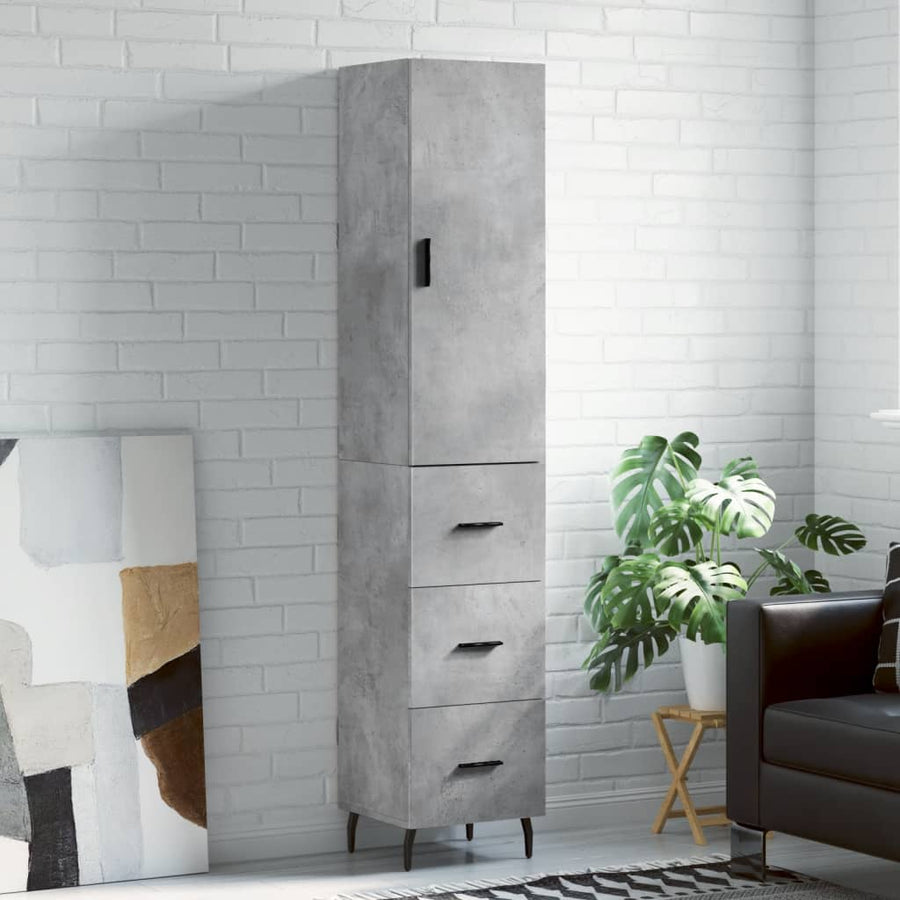 Hoge Kast 34,5X34X180 Cm Bewerkt Hout Betongrijs