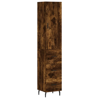 Hoge Kast 34,5X34X180 Cm Bewerkt Hout Gerookt Eikenkleurig