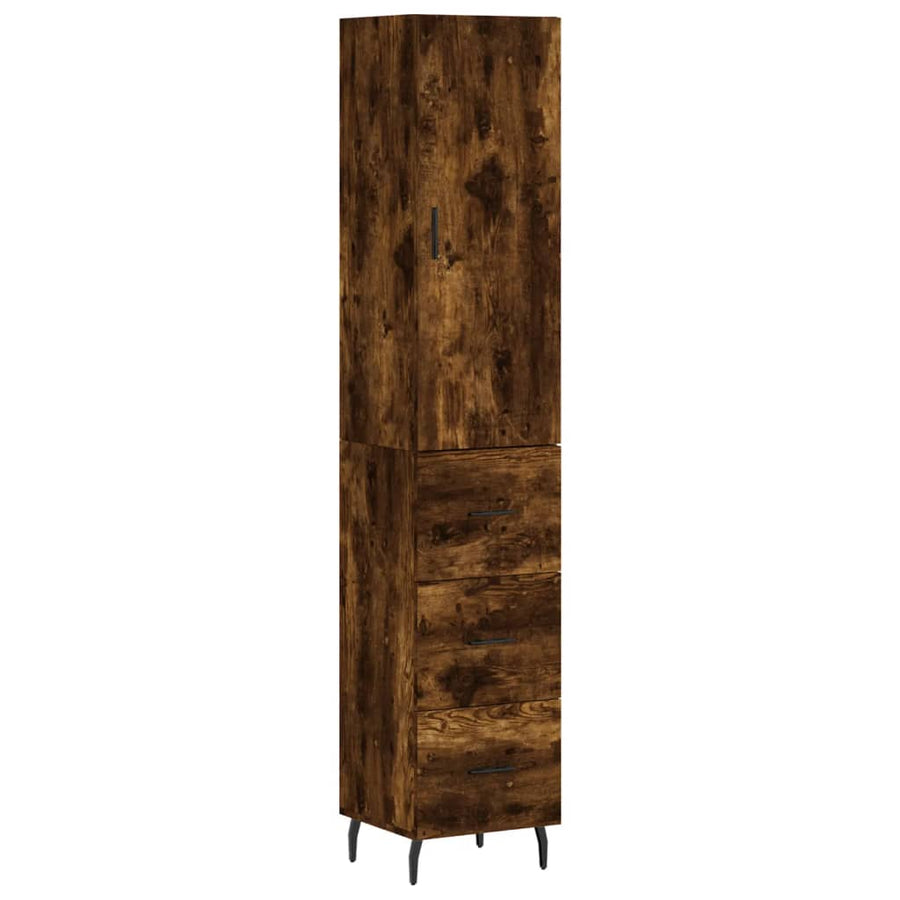 Hoge Kast 34,5X34X180 Cm Bewerkt Hout Gerookt Eikenkleurig