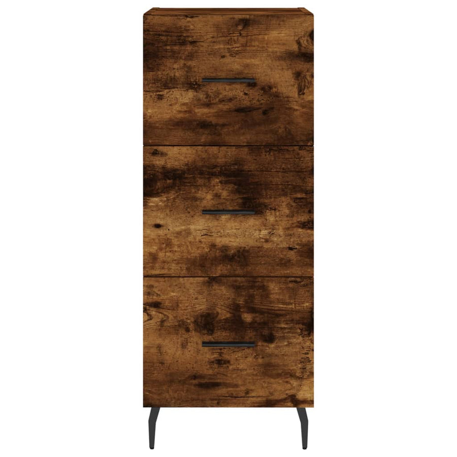 Hoge Kast 34,5X34X180 Cm Bewerkt Hout Gerookt Eikenkleurig