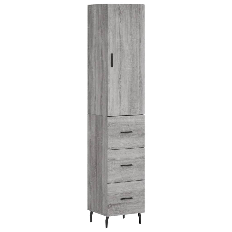 Hoge Kast 34,5X34X180 Cm Bewerkt Hout Grijs Sonoma Eikenkleurig