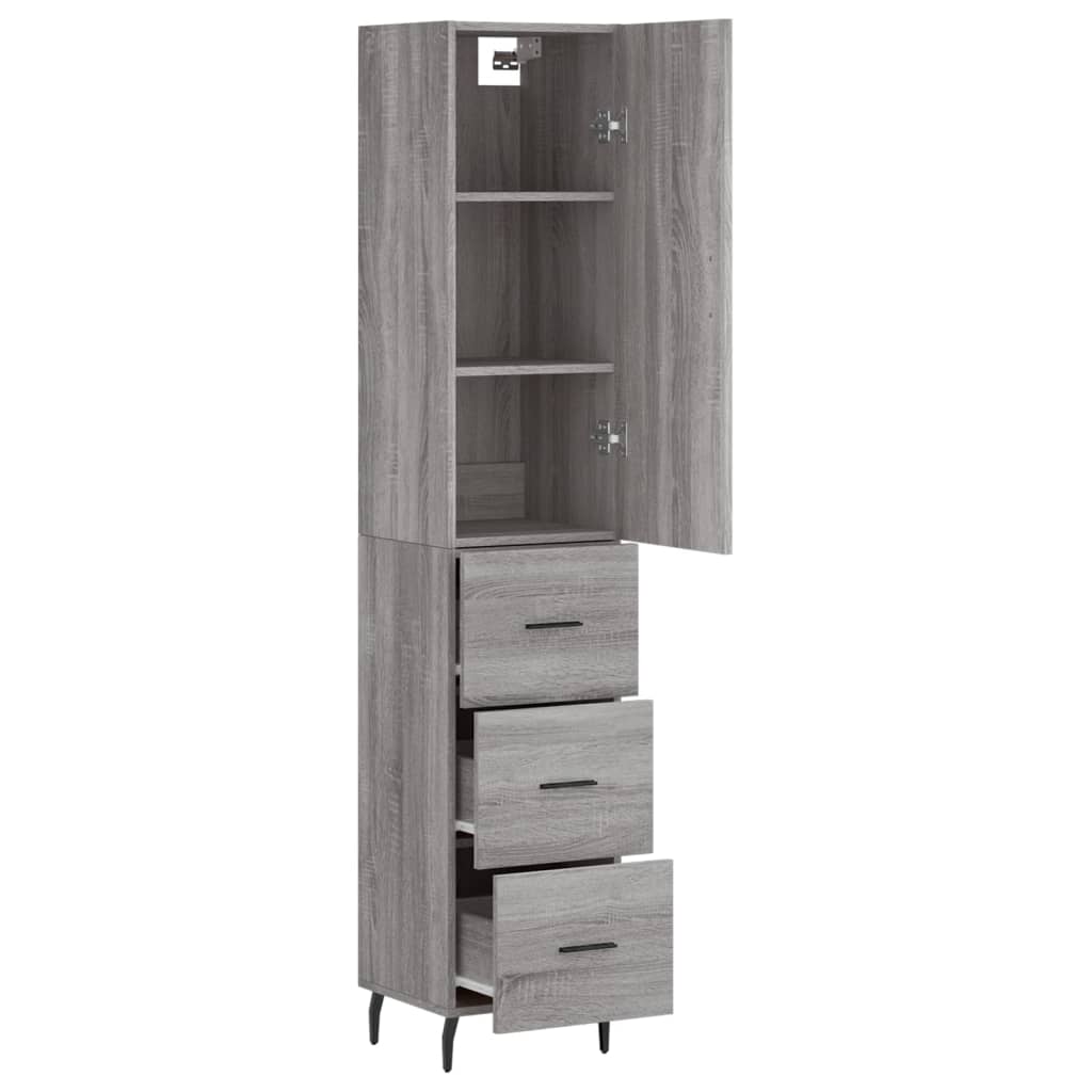 Hoge Kast 34,5X34X180 Cm Bewerkt Hout Grijs Sonoma Eikenkleurig