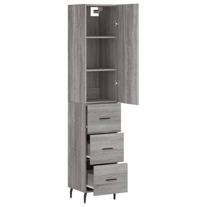 Hoge Kast 34,5X34X180 Cm Bewerkt Hout Grijs Sonoma Eikenkleurig