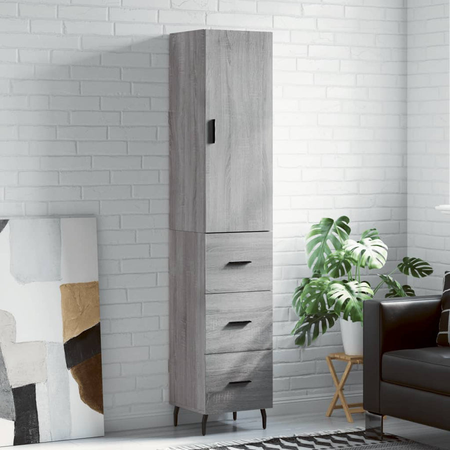 Hoge Kast 34,5X34X180 Cm Bewerkt Hout Grijs Sonoma Eikenkleurig